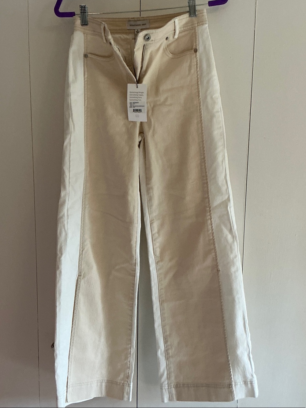 Something Navy Cream and Light Tan Two-Tone Wide-Leg Chinos